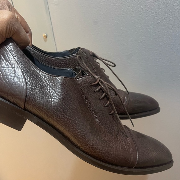 Massimo Dutti Brown Pebble Leather Dress Shoes - Sz 11.5 - Picture 2 of 15
